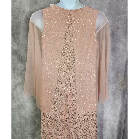 Candalite Dress Formal Maxi Blush Pink Sequins Womens Size XL Overlay NWT - Picture 6 of 12